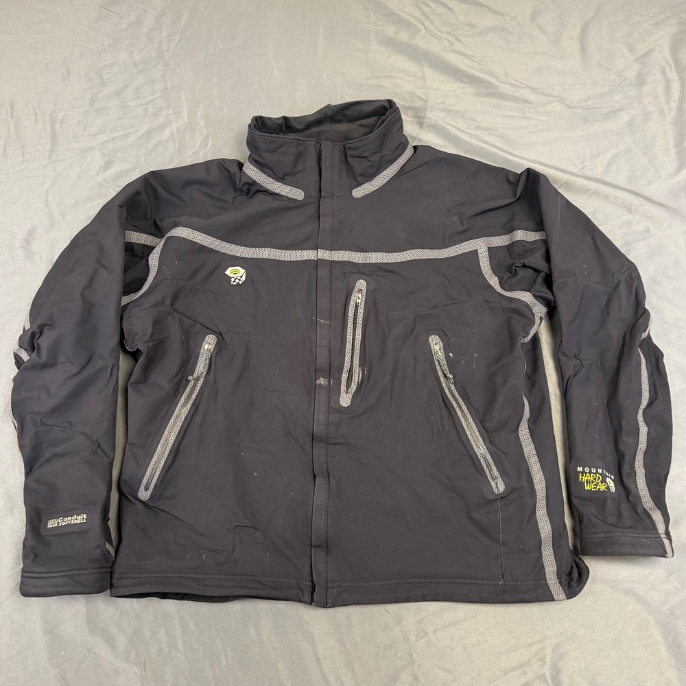 Mountain Hardwear Conduit Softshell Jacket Mens XL Black Full Zip Technical Coat
